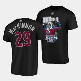 Nathan MacKinnon Colorado Avalanche 2022 Stanley Cup Champions Black Mascot T-Shirt #29