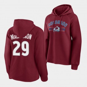 Women Nathan MacKinnon Colorado Avalanche #29 Perfect Play Burgundy Hoodie Pullover