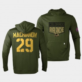 Colorado Avalanche Nathan MacKinnon 2022 Salute to Service Olive Levelwear Hoodie