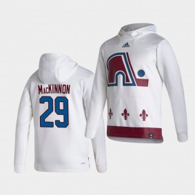 Colorado Avalanche Nathan MacKinnon 2021 Reverse Retro White Authentic Pullover Special Edition Hoodie
