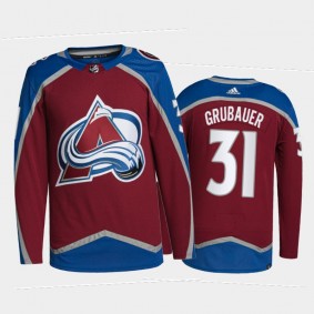 2021-22 Colorado Avalanche Philipp Grubauer Primegreen Authentic Jersey Burgundy Home Uniform