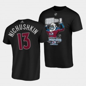 Valeri Nichushkin Colorado Avalanche 2022 Stanley Cup Champions Black Mascot T-Shirt #13