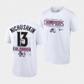 Valeri Nichushkin Colorado Avalanche 2022 Stanley Cup Champions White Signature Roster T-Shirt #13
