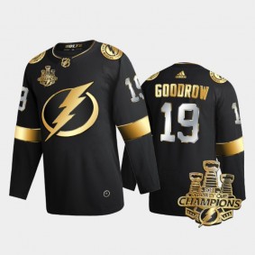 Tampa Bay Lightning Barclay Goodrow #19 3x Stanley Cup Champions Black Golden Authentic Jersey