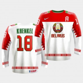 Kristian Khenkel Belarus Team 2021 IIHF World Championship Home White Jersey