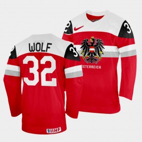 Austria 2022 IIHF World Championship Bernd Wolf #32 Red Jersey Away