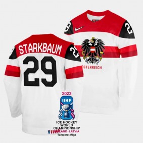Australia 2023 IIHF World Championship Bernhard Starkbaum #29 White Jersey Home