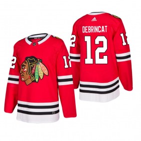 Men's Chicago Blackhawks Alex DeBrincat #12 Home Red Authentic Player Cheap Jersey