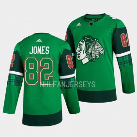 2023 St. Patricks Day Caleb Jones Chicago Blackhawks #82 Green Primegreen Authentic Jersey