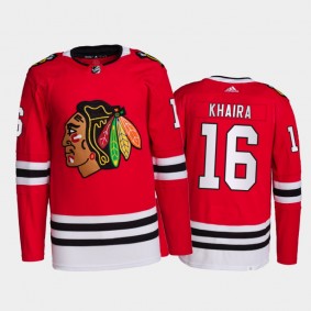 2021-22 Chicago Blackhawks Jujhar Khaira Primegreen Authentic Jersey Red Home Uniform