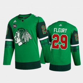 Marc-Andre Fleury Chicago Blackhawks St. Patricks Day Jersey Green #29 Warm-Up