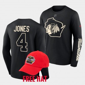 Seth Jones Milwaukee Home Away From Home Chicago Blackhawks Black T-Shirt Hat