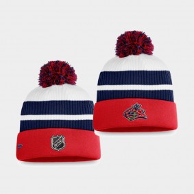 Columbus Blue Jackets 2021 Special Edition Red Throwback Pom Cuffed Knit Hat