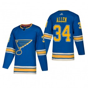 Men's St. Louis Blues Jake Allen #34 2018-19 Alternate Reasonable Authentic Jersey - Blue