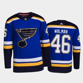 2021-22 Blues Jake Walman Home Blue Jersey