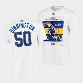 St. Louis Blues Jordan Binnington Player photo Stars HighligHihts T-Shirt #50 White