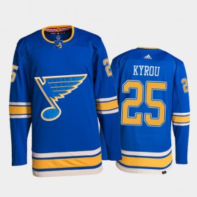2022 St. Louis Blues Jordan Kyrou Authentic Pro Jersey Blue Alternate Uniform