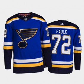 2021-22 Blues Justin Faulk Home Blue Jersey