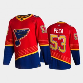 St. Louis Blues Matthew Peca #53 2021 Reverse Retro Red Special Edition Jersey