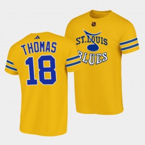 Robert Thomas Reverse Retro 2.0 St. Louis Blues Yellow T-Shirt 1966 Prototype Logo