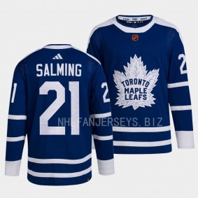 Borje Salming Toronto Maple Leafs Reverse Retro 2.0 Blue #21 RIP Legend Jersey Men's