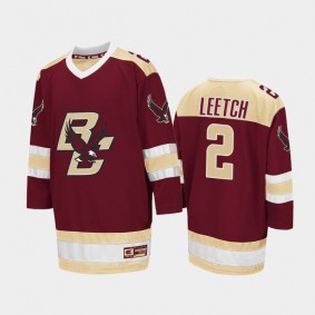 Boston College Eagles Brian Leetch #2 College Hockey Maroon Away Jersey 2021-22