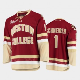 Boston College Eagles Cory Schneider #1 College Hockey Maroon Jersey