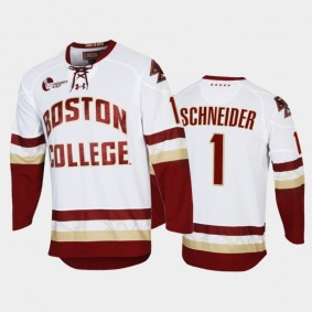 Boston College Eagles Cory Schneider #1 College Hockey White Replica Jersey