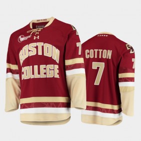 Boston College Eagles David Cotton #7 College Hockey Maroon Jersey
