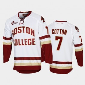 Boston College Eagles David Cotton #7 College Hockey White Replica Jersey