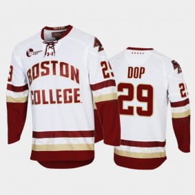 Boston College Eagles Eric Dop #29 College Hockey White Performance Jersey 2021-22