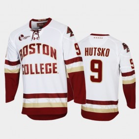 Boston College Eagles Logan Hutsko #9 College Hockey White Replica Jersey