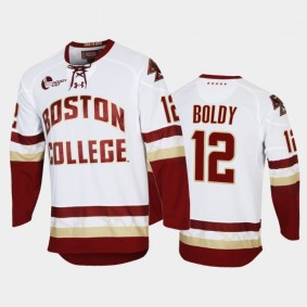 Boston College Eagles Matt Boldy #12 College Hockey White Replica Jersey