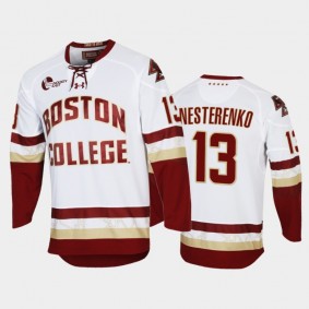 Boston College Eagles Nikita Nesterenko #13 College Hockey White Performance Jersey 2021-22
