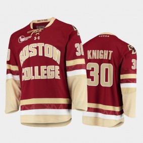 Boston College Eagles Spencer Knight #30 College Hockey Maroon Jersey