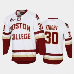 Boston College Eagles Spencer Knight #30 College Hockey White Replica Jersey