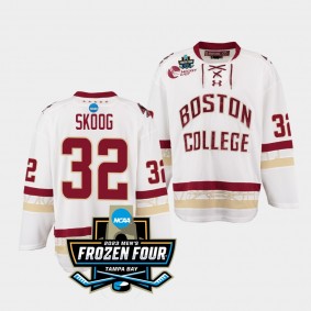 Boston University Wilmer Skoog 2023 NCAA Frozen Four White Ice Hockey Jersey