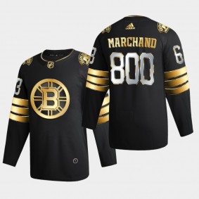Brad Marchand Bruins #63 800 Career Games Jersey Golden Limited