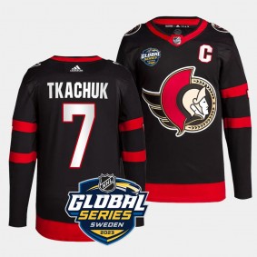Ottawa Senators 2023 NHL Global Series Sweden Brady Tkachuk #7 Black Authentic Jersey Men's