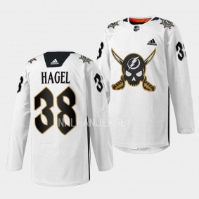 Gasparilla inspired Brandon Hagel Tampa Bay Lightning White #38 Skull Logo Jersey 2023