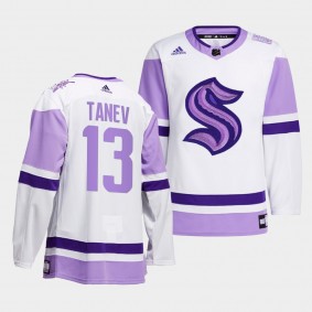 Seattle Kraken Brandon Tanev 2021 HockeyFightsCancer Jersey #13 White Special