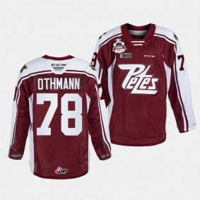 Peterborough Petes #78 Brennan Othmann 2023 OHL Champions Maroon Memorial Cup Jersey