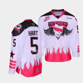 Bret Hart Calgary Hitmen 2023 Bret Hart themed White Jersey #5 Three count