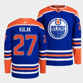 Edmonton Oilers 2022-23 Authentic Home Brett Kulak #27 Royal Jersey Primegreen