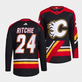 Brett Ritchie Calgary Flames 2022 Reverse Retro 2.0 Black #24 Authentic Primegreen Jersey Men's