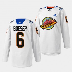 Christmas Night Brock Boeser Vancouver Canucks White #6 Pre-game Sweater Jersey 2023