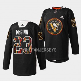 Pittsburgh Penguins 2023 Black Hockey History Brock McGinn #23 Black Jersey Warmup