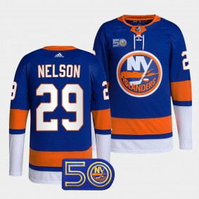New York Islanders 50th Anniversary Brock Nelson #29 Royal Jersey Primegreen Home