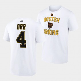 Boston Bruins Reverse Retro 2.0 Bobby Orr #4 White T-Shirt Wheelhouse
