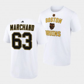 Boston Bruins Reverse Retro 2.0 Brad Marchand #63 White T-Shirt Wheelhouse